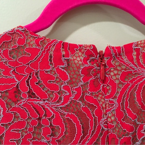 BCBGMAXAZRIA BCBG Marybeth Lace Overlay Cut-Out Fit&flare Dress red Size 2 - Picture 4 of 11